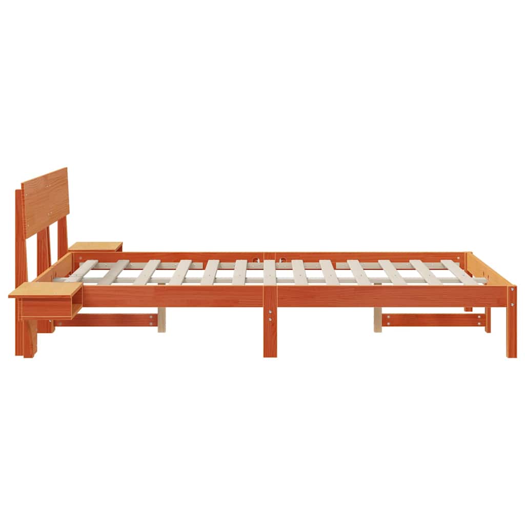 Bettgestell mit Nachttischen Wachsbraun Massivholz Kiefer